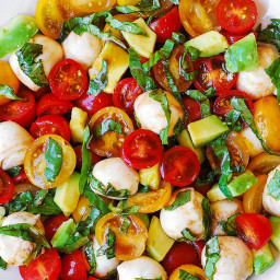 Tomato Basil Avocado Mozzarella Salad with Balsamic Dressing