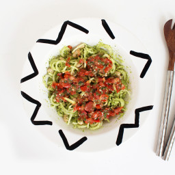 Tomato Basil Broccoli Noodle and White Bean Salad