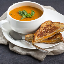 Tomato-Basil Soup with Cheddar Grilled Cheese