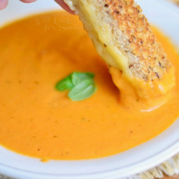 Tomato Bisque with Smoked Gouda Grilled Cheese Dippers