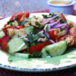 Tomato Cucumber Salad with Walnut Sauce (salati nigvzit სალათი ნიგვზით)