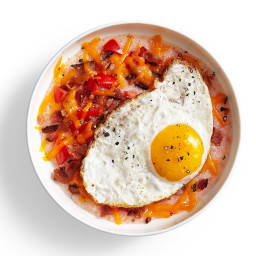 Tomato Grits with Fried Eggs