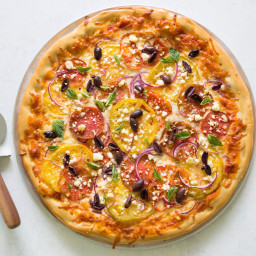 Tomato, Olive, and Feta Pizza