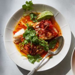 Tomato-Poached Fish With Chile Oil and Herbs