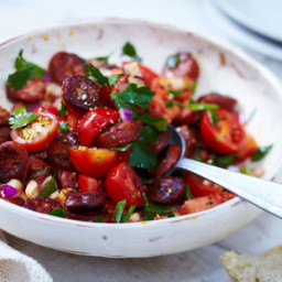 Tomato, red onion and chorizo salad recipe