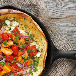 Tomato, Red Onion and Goat Cheese Dutch Baby