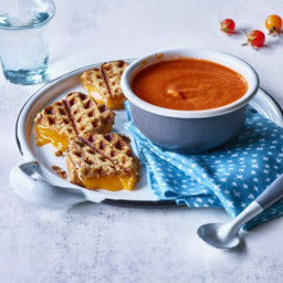 Tomato Soup and Waffle Iron Grilled Cheese