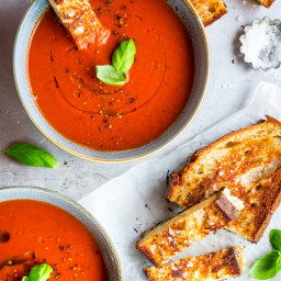 Tomato Soup with Cheese Toasty Fingers
