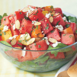 Tomato-Watermelon Salad with Feta and Toasted Almonds