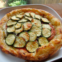 Tomato, Zucchini, and Leek Galette with Roasted Garlic Goat Cheese Recipe |