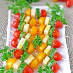 Tomatoes, Cucumber and Mozzarella Cheese Kabob Appetizers