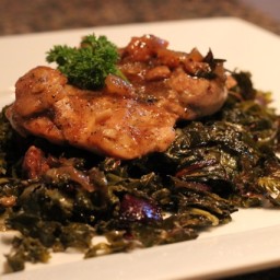 Too Easy Chicken Adobo, Roasted Greens, Beets, Garlic ( by Sarah Fragoso )