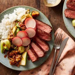 Top Chef Seared Steaks with Sweet Chili-Glazed Vegetables