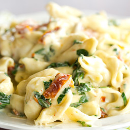Tortellini in Parmesan Cream Sauce with Spinach and Sun-Dried Tomatoes
