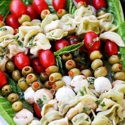 Tortellini Skewers with Olives Tomatoes and Cheese Recipe