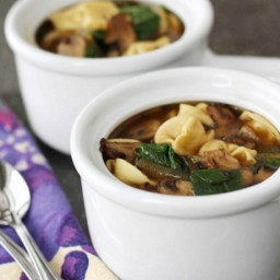 Tortellini Soup with Balsamic Caramelized Onions & Mushrooms