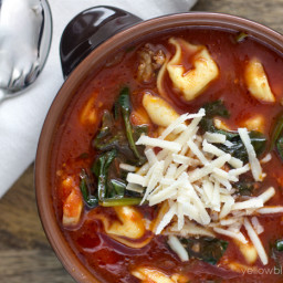 Tortellini Tomato Soup with Italian Sausage and Spinach