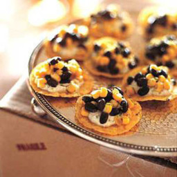 Tortilla Chips with Black Beans, Corn and Spicy Cilantro Cream