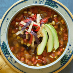 Tortilla Soup with Black Beans and Corn