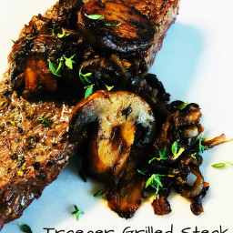 Traeger Grilled Steak with Balsamic Mushrooms
