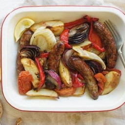 Tray-Baked Pork Sausages and Roasted Vegies