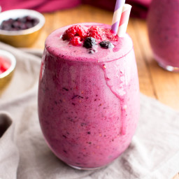 Triple Berry Smoothie (5 Ingredient, Paleo, Vegan, Gluten-Free, Dairy-Free)