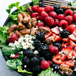 Triple Berry Spinach Salad with Candied Pecans