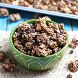 Triple Chocolate Coconut Granola Clusters [with protein]