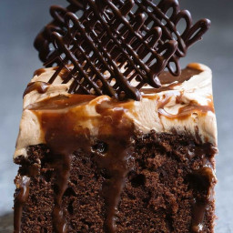 Triple-chocolate poke cake
