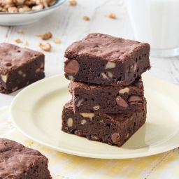 Triple Chocolate-Walnut Brownies