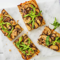 Truffled Mushroom Flatbread with Shallot and a Green Side Salad
