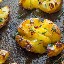 Truly Crispy Smashed Potatoes with Garlic