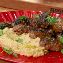 Tuna Kofte with Pomegranate Molasses-Mint Glaze with Crushed Spicy Hummus