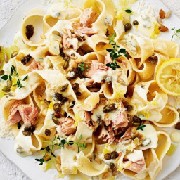 Tuna pasta with capers, lemon and cream
