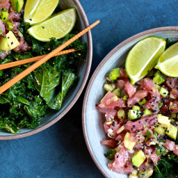 Tuna Poke and Sesame Kale Salad Bowls