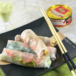 Tuna Spring Rolls with Pineapple Dipping Sauce 