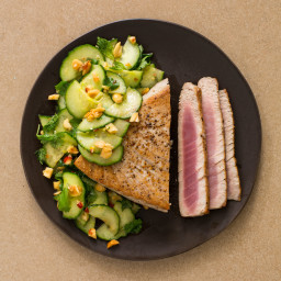Tuna Steaks with Cucumber-Peanut Salad