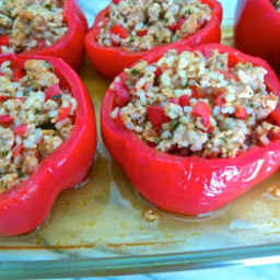 Turkey and Brown Rice Stuffed Bell Peppers