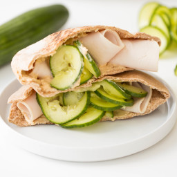 Turkey and Hummus Pita Sandwiches with Spiralized Cucumber