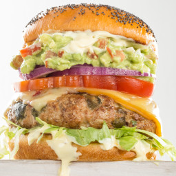 Turkey and Roasted Green Chile Burger with Crushed Avocado