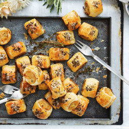 Turkey, brie and apricot sausage roll bites recipe