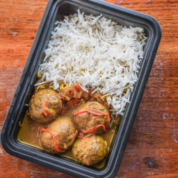 Turkey Meatballs in Coconut Curry Sauce + Basmati Rice