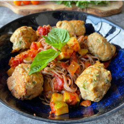 Turkey Meatballs With Red Sauce and Soba Noodles