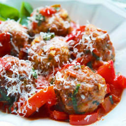 Turkey Meatballs with Tomatoes and Basil
