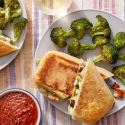 Turkey, Mozzarella, & Pesto Paninis with Roasted Broccoli