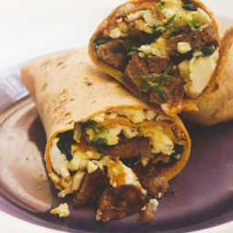 Turkey Sausage, Spinach, and Egg White Wrap