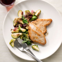 Turkey Cutlets with Brussels Sprouts and Dried Cranberries