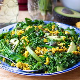 Turmeric Chicken and Kale Salad with Honey Lime Dressing