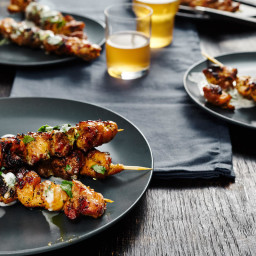 Turmeric Chicken Skewers with Cilantro-Coconut Lime Dip