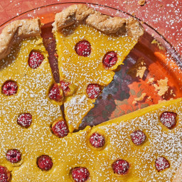Turmeric Custard Pie with Raspberries